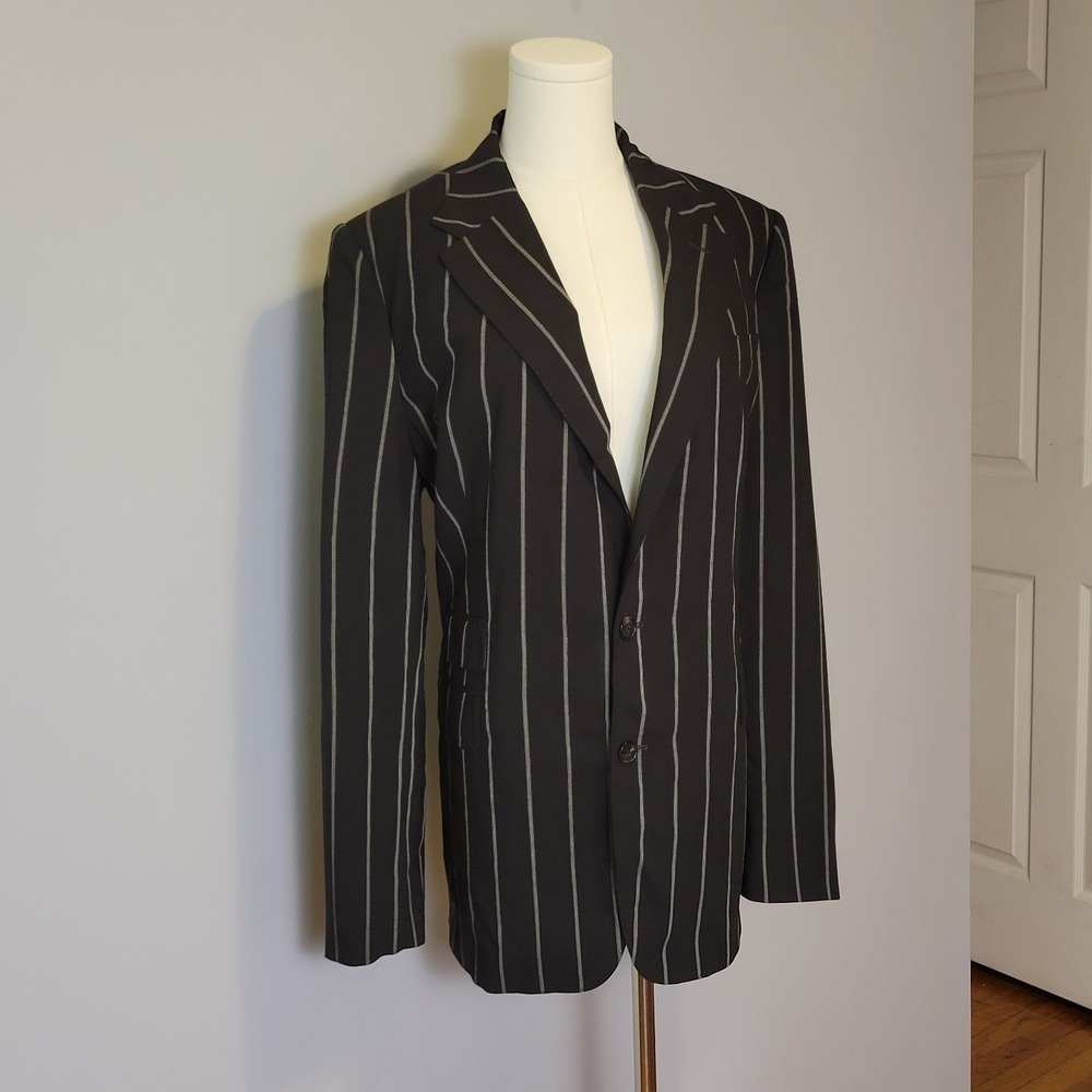 Ralph Lauren Purple Label Odera Pinstripe Wool Jacket Womens 8 Blazer $2,490